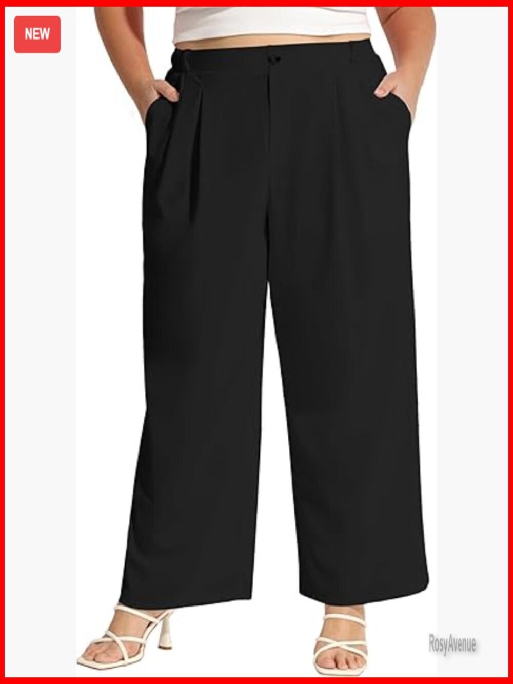 Plus Size High Waisted Wide Leg Dress Pants with Pockets